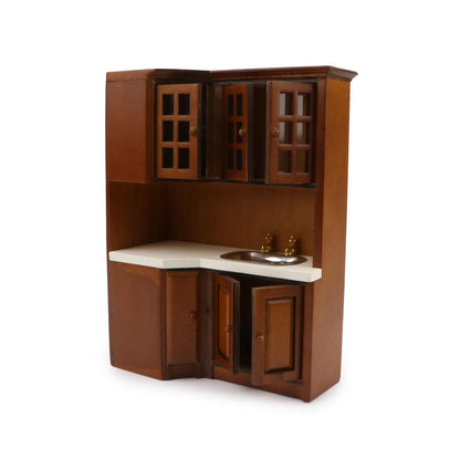 Dollhouse Kitchen Cabinets 1 12 Scale Miniature Furniture Mini House Furniture Accessories Furnishings Decoration Present for Miniature Collectors (Brown)