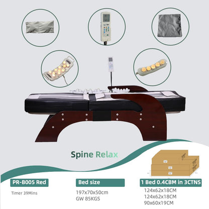 POP RELAX Far Infrared Thermal Therapy Full Body Neck Spine Leg Acupressure Electric Automatic Jade Roller Massage Bed Table -Tourmaline Jade Massage Bed