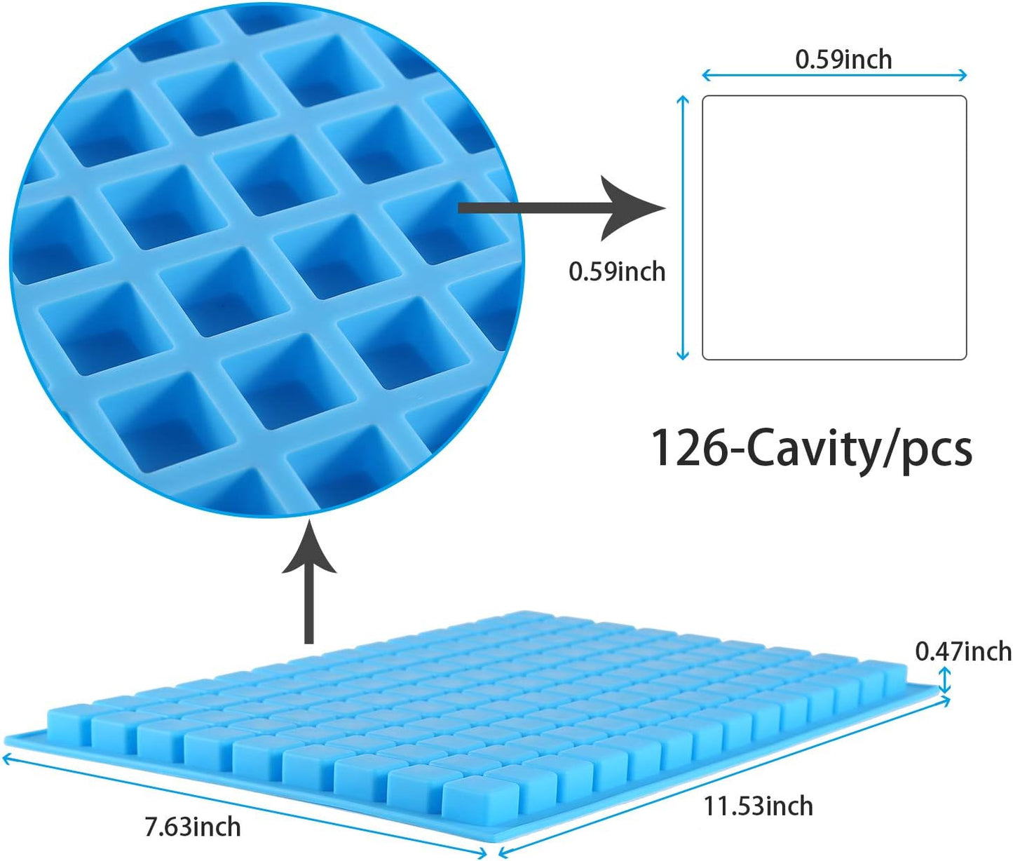 Silicone Candy Molds, 2 Pack 126-Cavity Mini Square Chocolate Molds for Gummy Jelly Truffles, Pralines, Caramels