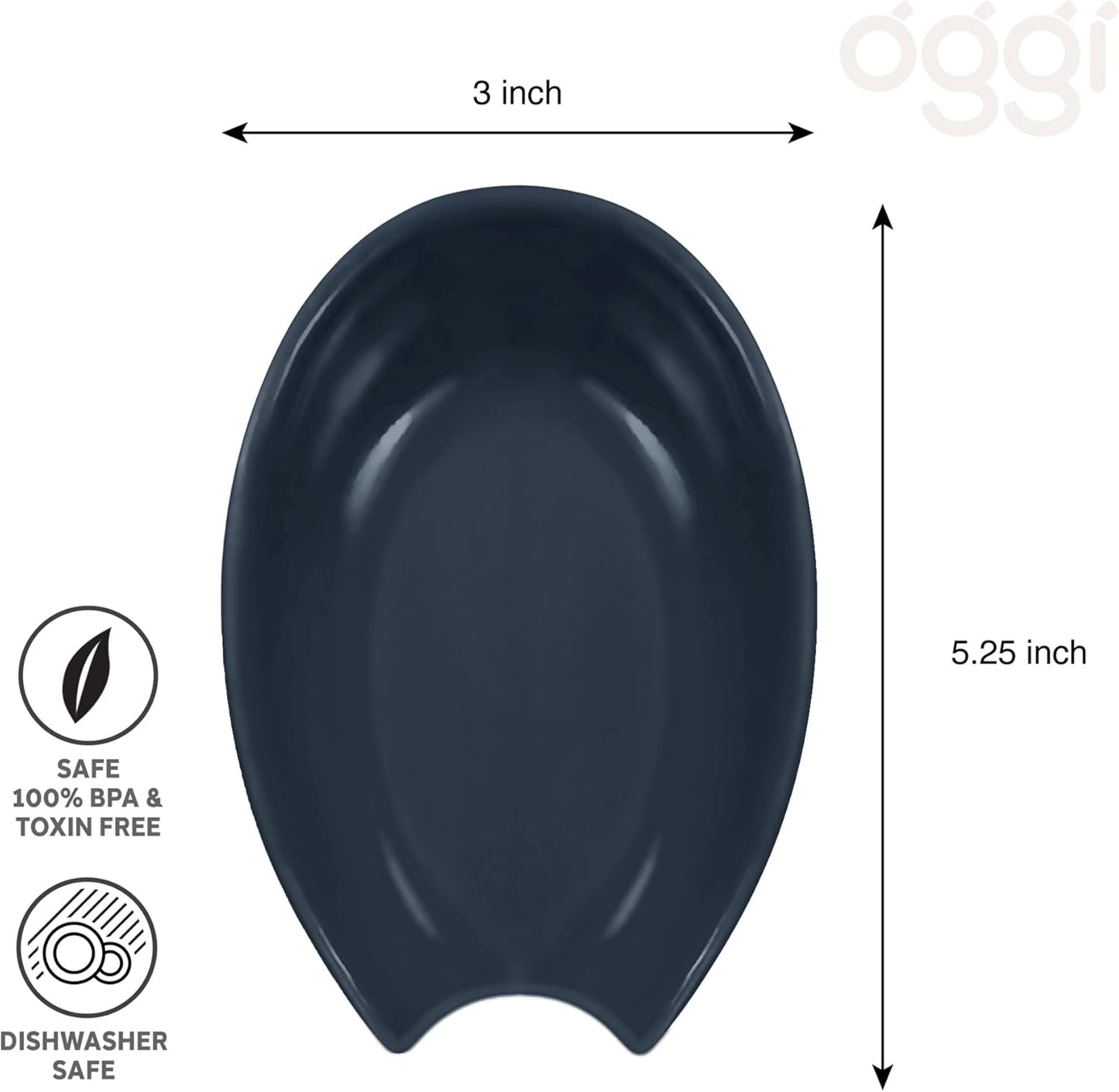 OGGI Spooner Ceramic Spoon Rest, Spoon Holder for Countertop, Kitchen Decor, Coffee Bar Accessories, Midnight Blue