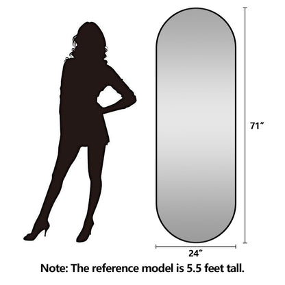 TheiaMo Oval Full Length Mirror, 71"×24" Wall-Mounted Floor Mirror with Metal Frame, Ultra-Clear Explosion-Proof Dressing Mirror, Simple and Classic Deco for Cloakroom/Bedroom/Living Room, Black