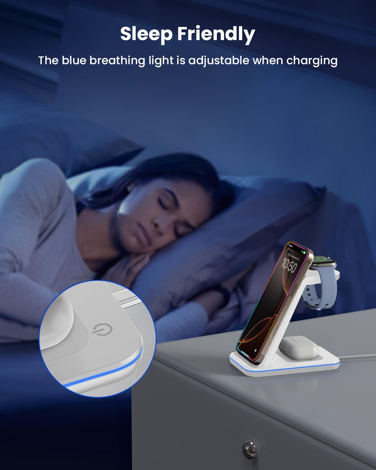 Wireless Charging Station for Apple - 3 in 1 Wireless Charger Stand Dock Watch and Phone Charger Station for Apple Watch 11/8/7/SE/6/5/4/3/2, iPhone 17 16-12 Pro Max SE XS X, Samsung, AirPods Pro/3/2