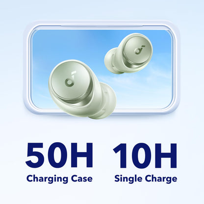 Soundcore by Anker Space A40 Auto-Adjustable Active Noise Cancelling Wireless Earbuds, Reduce Noise by Up to 98%, 50H Playtime, Hi-Res Sound, Comfortable Fit, App Customization, Wireless Charge