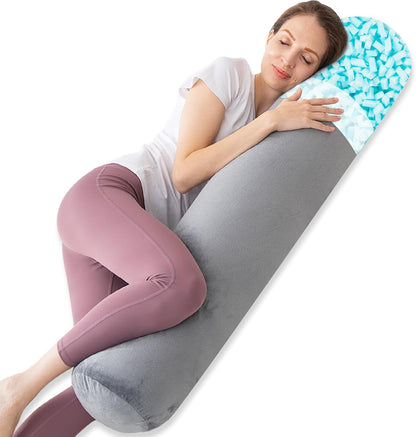 1 47x7.87 Inches, MIDDLE ONE Body Pillow, Memory Foam Round Body Pillows for Adults, Firm Long Bolster Pillow for Bed