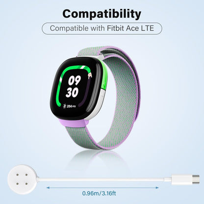 [2-Pack] Charger Compatible with Google Fitbit Ace LTE, White Type-C Magnetic Charging Cable - 3.16ft