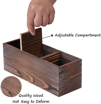 Wooden Silverware Organizer with 3 Spacious Compartments, Cooking Spatula Holder, Kitchen Utensil Flatware Caddy