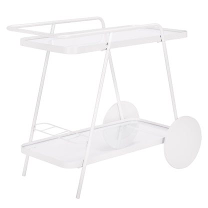 SAFAVIEH Home Collection – Zunia White & Glass 2-Tier Bar Cart, Modern Metal Serving Cart, Sleek Contemporary Design (BCT2504E)