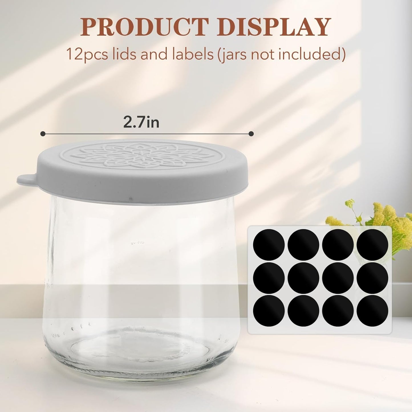12 pack 5 oz oui yogurt jar lids - Silicone oui lids for Oui Yogurt Glass Jars,with Oui Yogurt Bottle Label, Leakproof