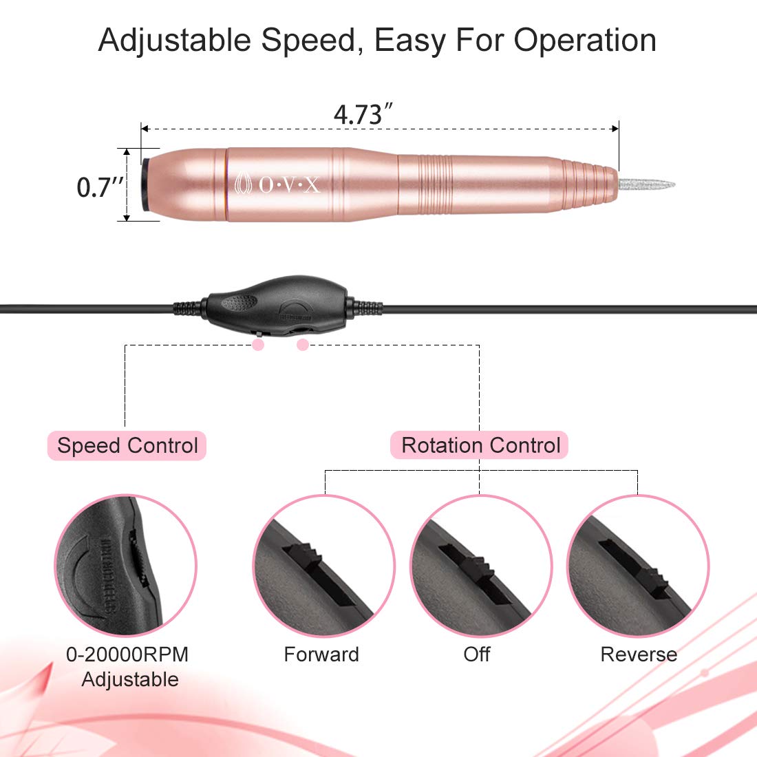 Portable Electric Nail Drill File Machine with Acrylic Nail Kit Set Professional 20000rpm Manicure Pedicure with Sanding Bands Brush for Nail Art Gel Nail Polish Tips Clippers