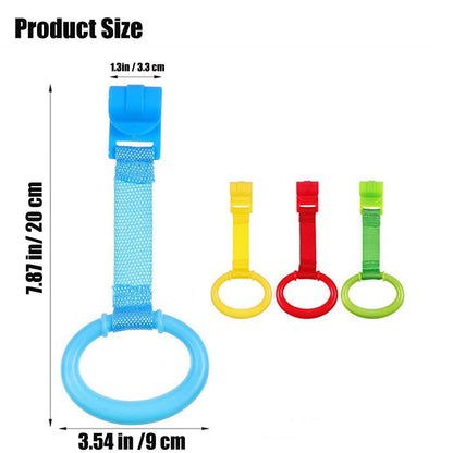 PandaEar 8 PCS Baby Pull Up Rings, Toddler Walking Exercise Stand Up for Playpen & Crib, Infant Cot Hanging Rings for Kids
