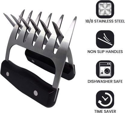 Metal Meat Shredder Bear Claw – M LIFE MASTER Stainless Steel Meat Forks with Handle for BBQ Meat Handling
