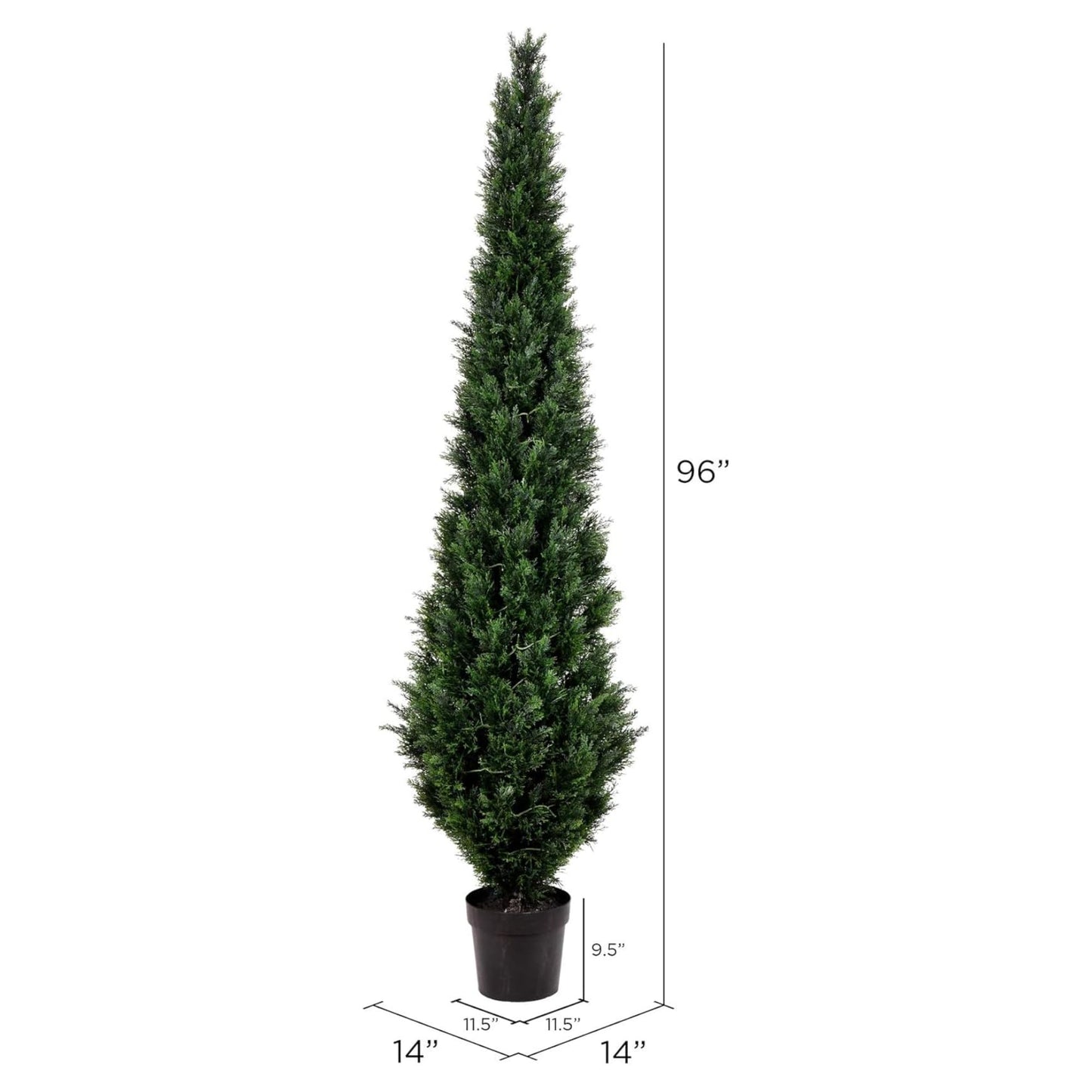 Oakestry 8ft Artificial Cedar Tree Potted Green Faux Cedar UV Resistant Tall Indoor Outdoor Home Office Patio Front Door Decoration Realistic Evergreen Maintenance Free Seasonal Faux Plant
