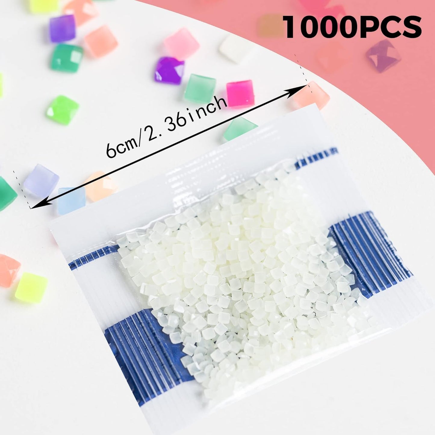 Glow in the Dark Diamond Painting Beads for Diamonds Dots Accessories, 20 Colors Square Diamond Painting Drills Flatback Rhinestones for Crafts, Bead Art Gem Art, 20000PCS