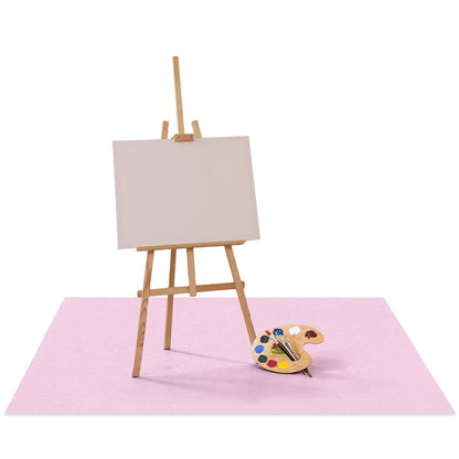 Drydiet 55x55 Inch Extra Large Craft & Painting Floor Mat - Waterproof Non-Slip PVC Art Rug, Floor Protector for Easel Painting Pottery Messy Projects, Washable Roll-up Spill Mat(Pink, Plain)