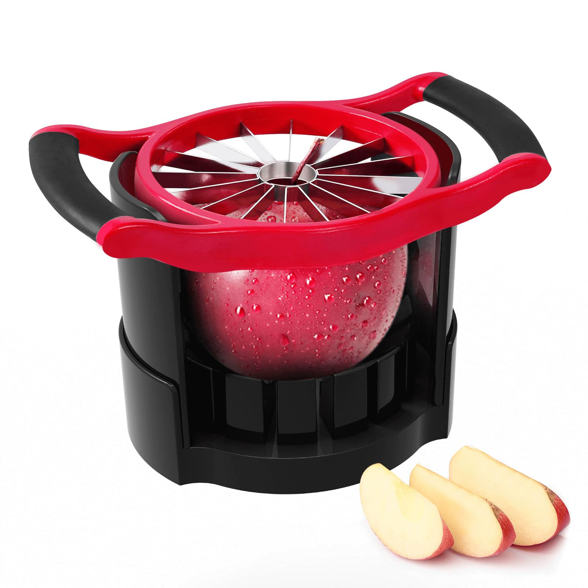 [Upgraded] Newness 5.12 Inch Large Apple Slicer, Cut 16 Thin Slices All the Way Through, HEAVY - DUTY Stainless Steel Apple Corer & Slicer for Fruits & Vegetables - Dishwasher Safe