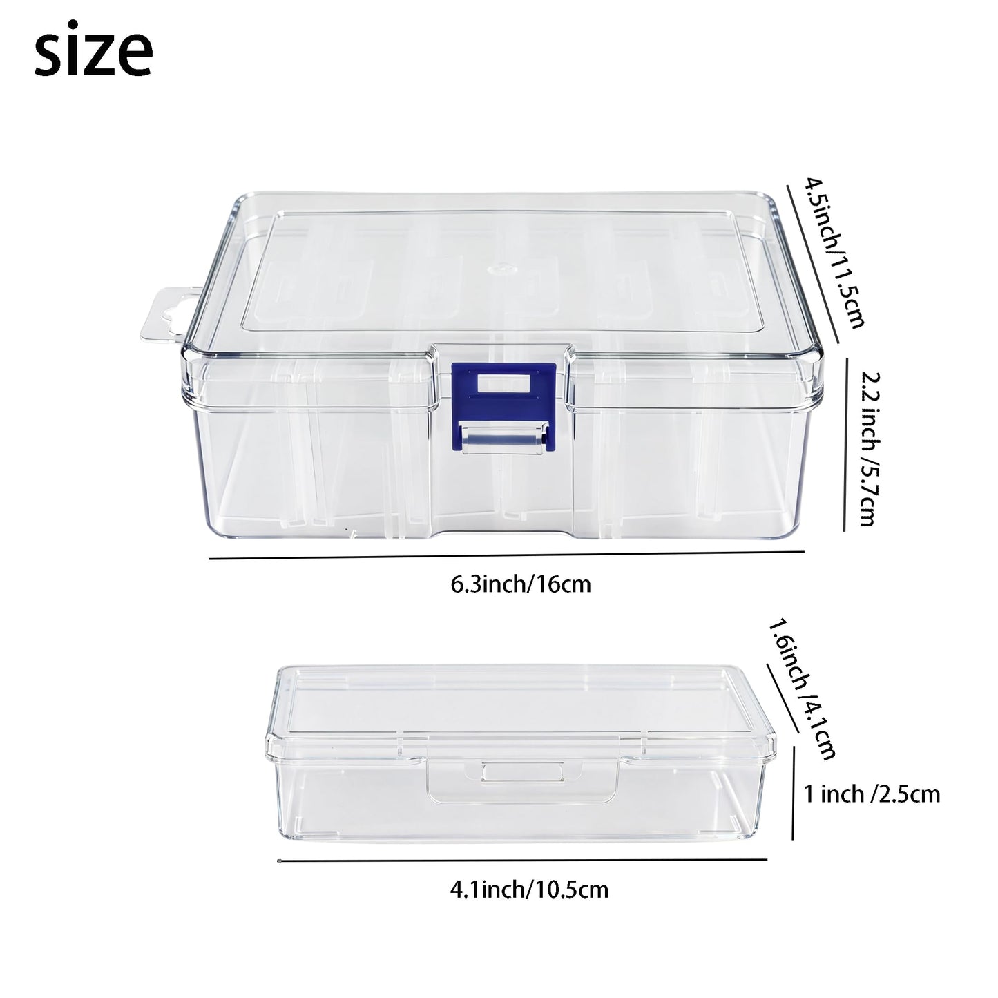 Kexinglu 14Pcs Bead Organizer Box, Plastic Organizer Box with Adjustable Dividers, Small Clear Diamond Storage Containers Rectangle Case with Hinged Lid for Jewelry Travel DIY Art Bracelet Craft Nail