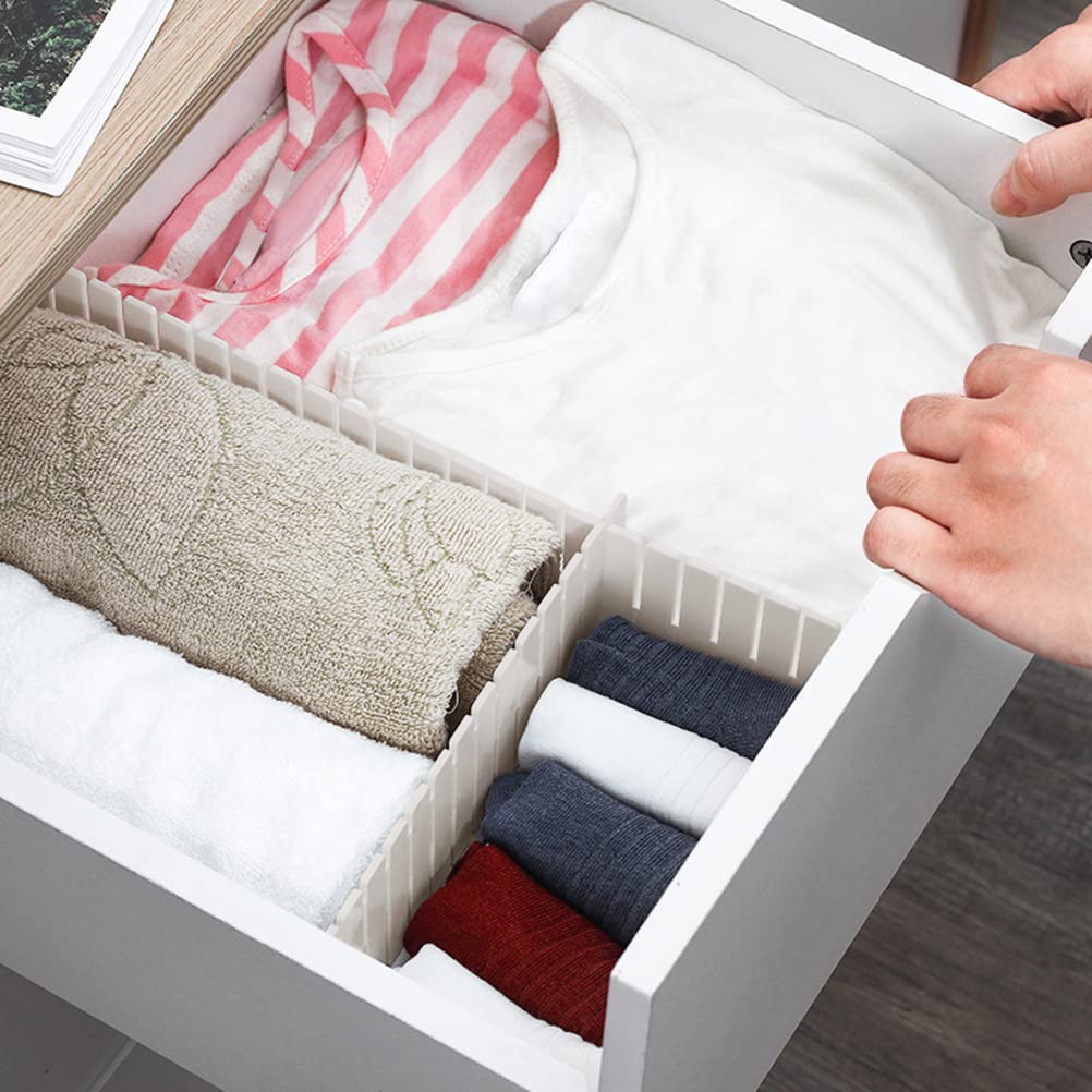 44Pcs Drawer Dividers with Fixing Buckle, Adjustable Drawer Organizer Storage Separator for Clothes, Cutlery, Socks, Underwear, Makeup, Dresser, Kitchen, Bedroom, Office, Bathroom, 14.5 * 2.75in