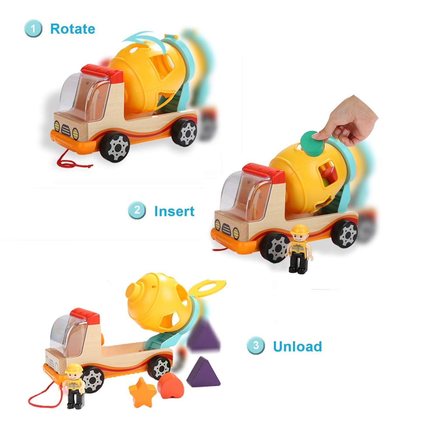 TOP BRIGHT Wooden Shape Sorter Toys for Toddlers Learning Sort and Match for 2 Year Old