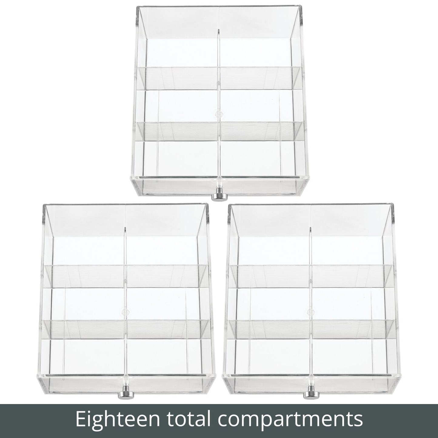 mDesign Plastic Wide Kitchen Pantry, Cabinet, Countertop Organizer Storage Station with 3 Drawers for Coffee, Tea, Sugar Packets, Sweeteners, Creamers, Drink Pods, Packets; 18 Sections - Clear