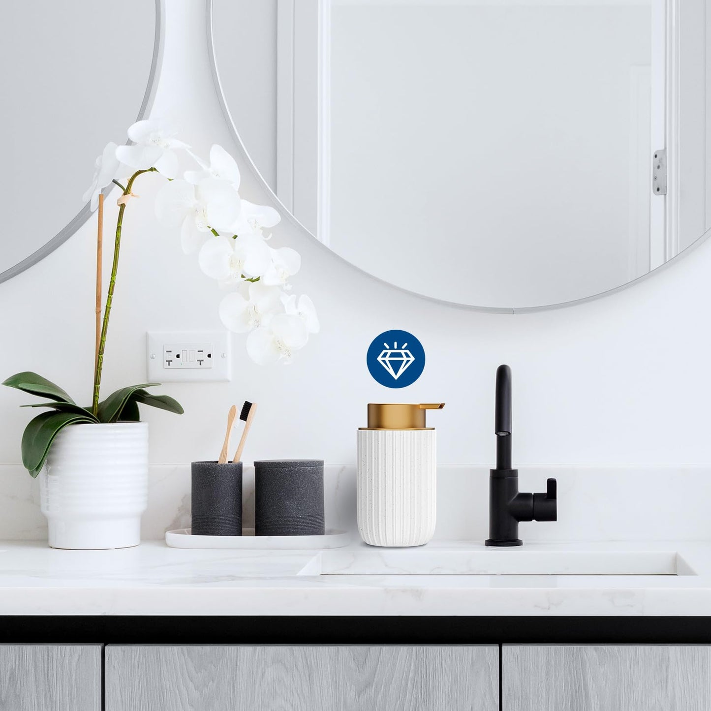 Ceramic Foaming Soap Dispenser, 12 oz Bathroom Foam Hand Soap Dispenser, Refillable Lotion Soap Dispenser with Removable Pump for Kitchen Hand Wash Dispenser, Modern Home Decor(2Pack-Black)