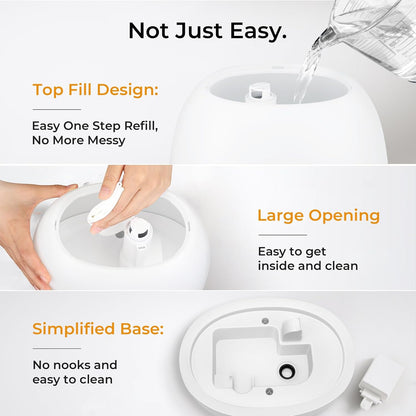 20dB 7 Mode,3L BOXING Top Fill Humidifiers for Bedroom Baby with Easy Remote, Quiet Cool Mist Air Humidifier for Large