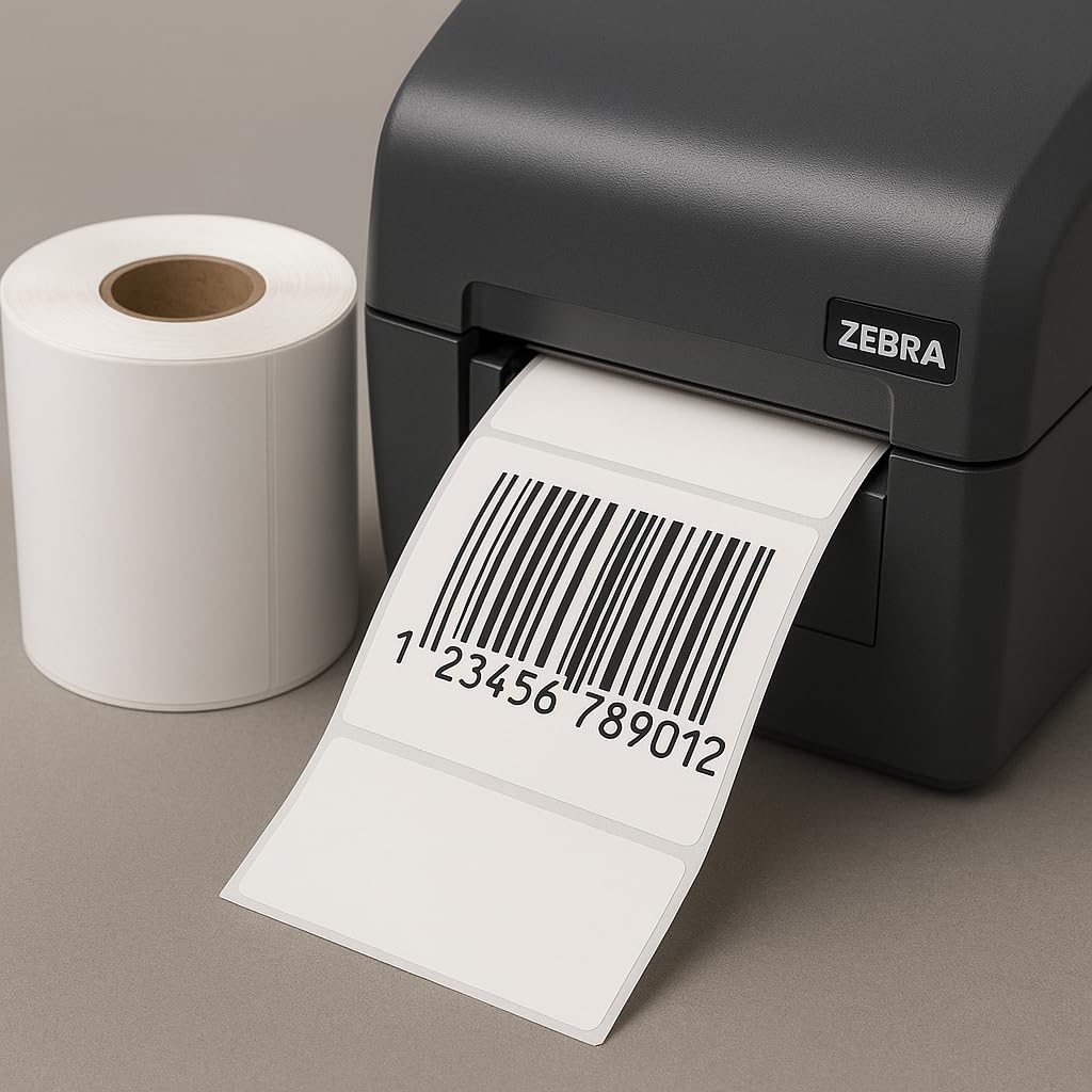 FirstZi Tear Resistant Direct Thermal Vinyl Freezer Labels 2x1 Synthetic Paper Barcode Labels Waterproof - Roll of 1,000 PP Thermal Sticker for Shipping (Commercial Grade)