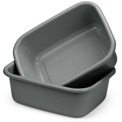 DecorRack 2 Plastic Wash Basins, Large 10 Quart Graduated Bucket, Portable Washbasin for Washing, Cleaning, Foot Bath, Dishes, Face Cleansing Bowl, Gray (2 Pack)