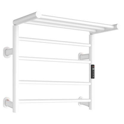 Caldayx Foldable Heated Towel Rack, Dual-Zone Electric Towel Warmer Rack with Timer, GFCI Plug-in or Hardwired, Wall-Mounted, Drill-Free Installation, Matte White, CA3-700X550-Standard-MW