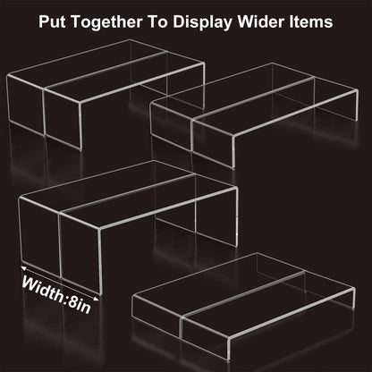 Acrylic Display Riser Stand of 8pcs, 5mm Thickness, 12'' Length Tierd Display Stands, Acrylic Shelf Risers for Perfume Display,Risers for Buffet Table,Cupcake Stand,Pop Figurines,Tumbler,Food