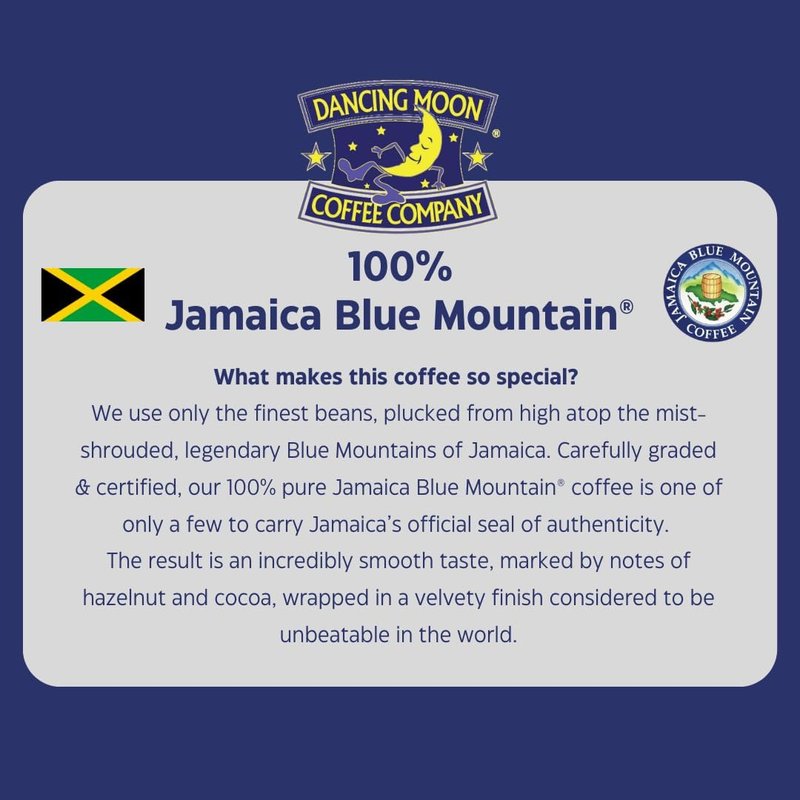 (2 Pack) Dancing Moon Coffee Co, 100% Pure Jamaica Blue Mountain® Ground Coffee - 8 oz Medium Roast