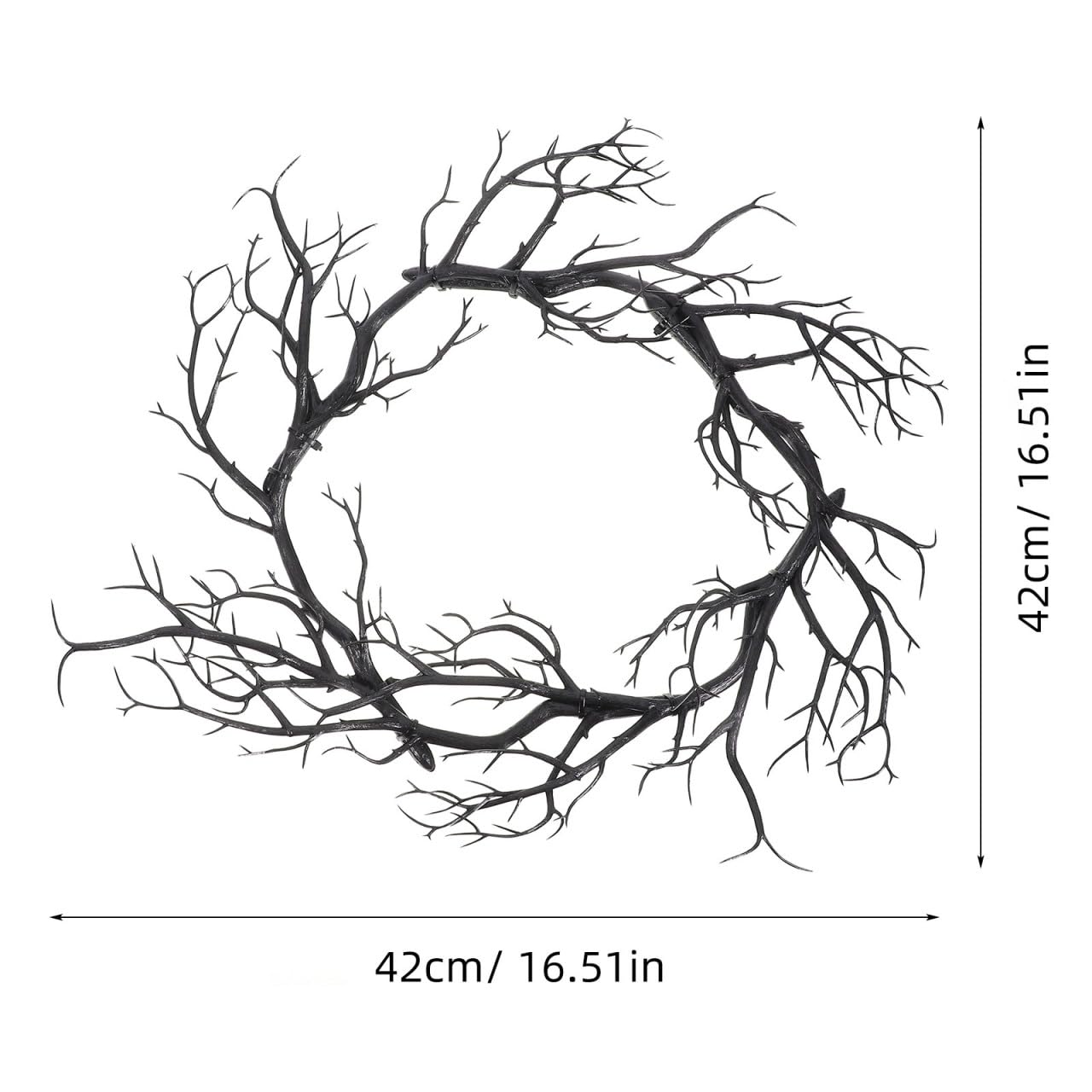 HOODANCOS Black Twig Halloween Wreath Medium Artificial Dead Branch Garland for Indoor Outdoor Party Home Wall Decor Seasonal Halloween Pendant