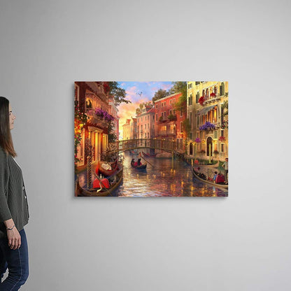 CANVAS ON DEMAND Sunset in Venice Canvas Wall Art Print by Dominic Davison, Home Decor, Design Artwork, 48"x36"