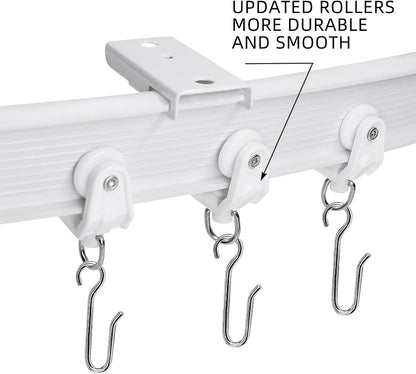 VRSS Flexible Bendable Curved Ceiling Curtain Track, 2 Meters (6.6 ft) with Stainless Steel Curtain Clips for Shower