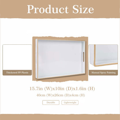 15.6 10.2 Zosenley Decorative Tray, Rectangular Plastic Tray with Handles, Modern Vanity Tray and Serving Tray