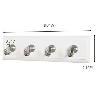 Command Key Rails, Total 2 Key Racks with 12 Command Strips, 2 Pack of 1 Rail, 4 Key Hooks on One Rail, Organize Damage-Free