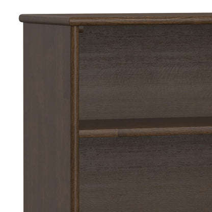 SIMPLIHOME Draper Bookcase - 30 inch Tall Solid Wood Low Bookshelf in Walnut Brown, Mid-Century Modern Storage for Living Room, Study Room or Office with Tapered Legs and Wide Open Shelves