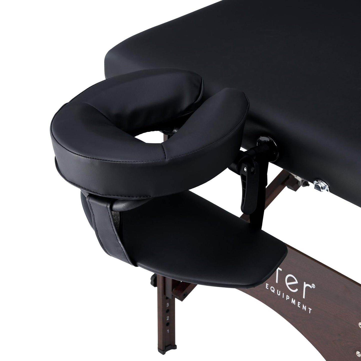 Master Massage Argo 28" Portable Massage Table with Walnut Legs – Spa Bed, Lash Table, Tattoo Bed, Beauty Bed – Black (Extra Music Face Cushion)