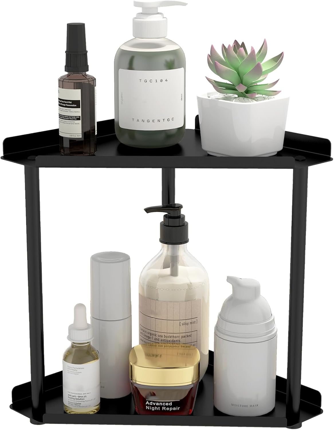 2 Counter Countertop Counter Jesginboo Tier Bathroom Organizer, Vanity Organizer Corner Shelf, Skincare, Makeup