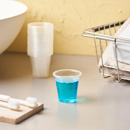 Jaluxing 500 Pack 3.5 OZ Clear Plastic Cups, Small Disposable Mouthwash 3.5 Ounce Bathroom Cups (Formerly FULING)