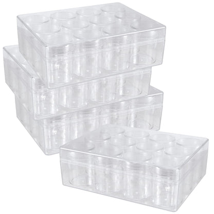 SEHOI 4 Pack 12 Grid Clear Plastic Jewelry Box Organizer,5D Diamond Embroidery Painting Accessories Storage Box,Small Bead Storage Containers for Bead Gem Nail Glitter Slime
