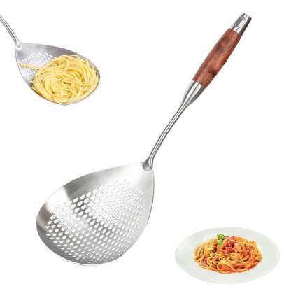 KAYCROWN Skimmer Slotted Spoon, 16.8 Inch 304 Stainless Steel Skimmer Ladle Spoon Spider Strainer for Cooking and Frying, Pasta Strainer Frying Spoon for Kitchen