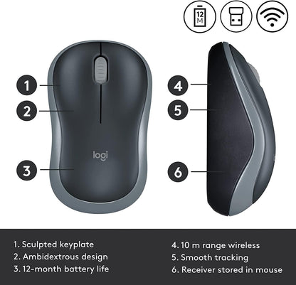 Logitech Wireless Mouse M185 (Swift Grey)