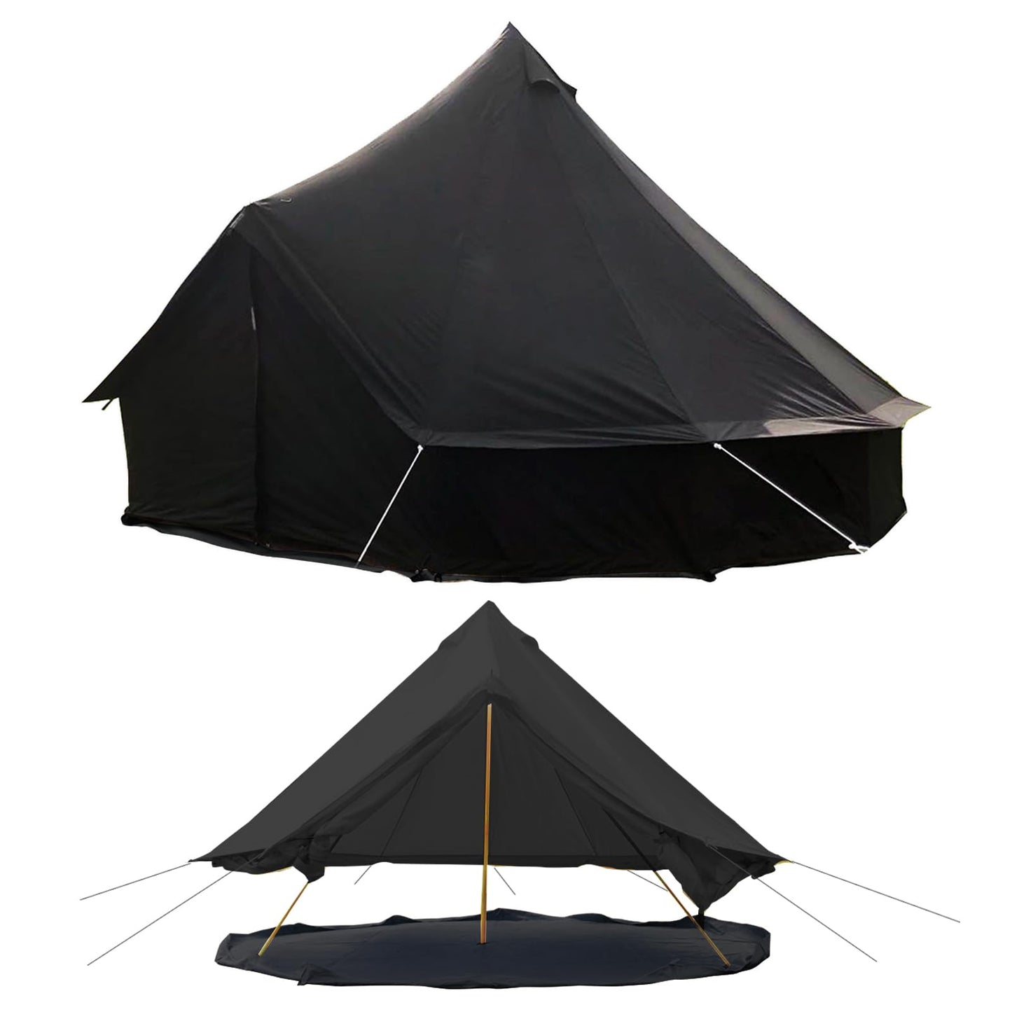 Kanggogo Canvas Tent,Bell Tent Yurt with Stove Jacks,Luxury Glamping Tent,Zipped Removable Floor for Glamping Truck Car Camping,Breathable/Windproof/Family Camping All Year Living 4/5person(Black-13')