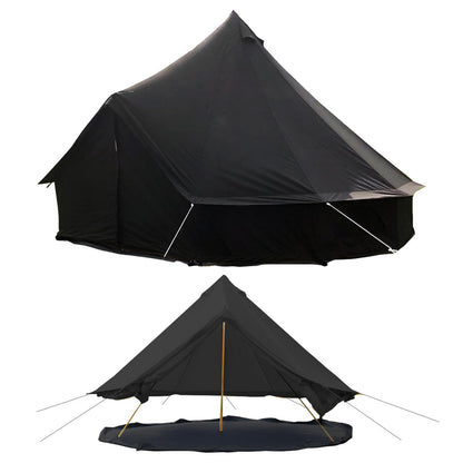 Kanggogo Canvas Tent,Bell Tent Yurt with Stove Jacks,Luxury Glamping Tent,Zipped Removable Floor for Glamping Truck Car Camping,Breathable/Windproof/Family Camping All Year Living 4/5person(Black-13')
