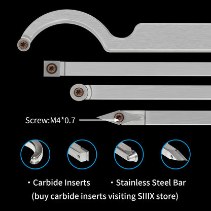 SIIIXS Carbide Tip Wood Lathe Turning Tool set With Bowl sander, Lathe Roughing and Finishing Hollowing Tool Interchangeable Aluminum Alloy Handle with 8pcs Carbide Inserts For Woodturning