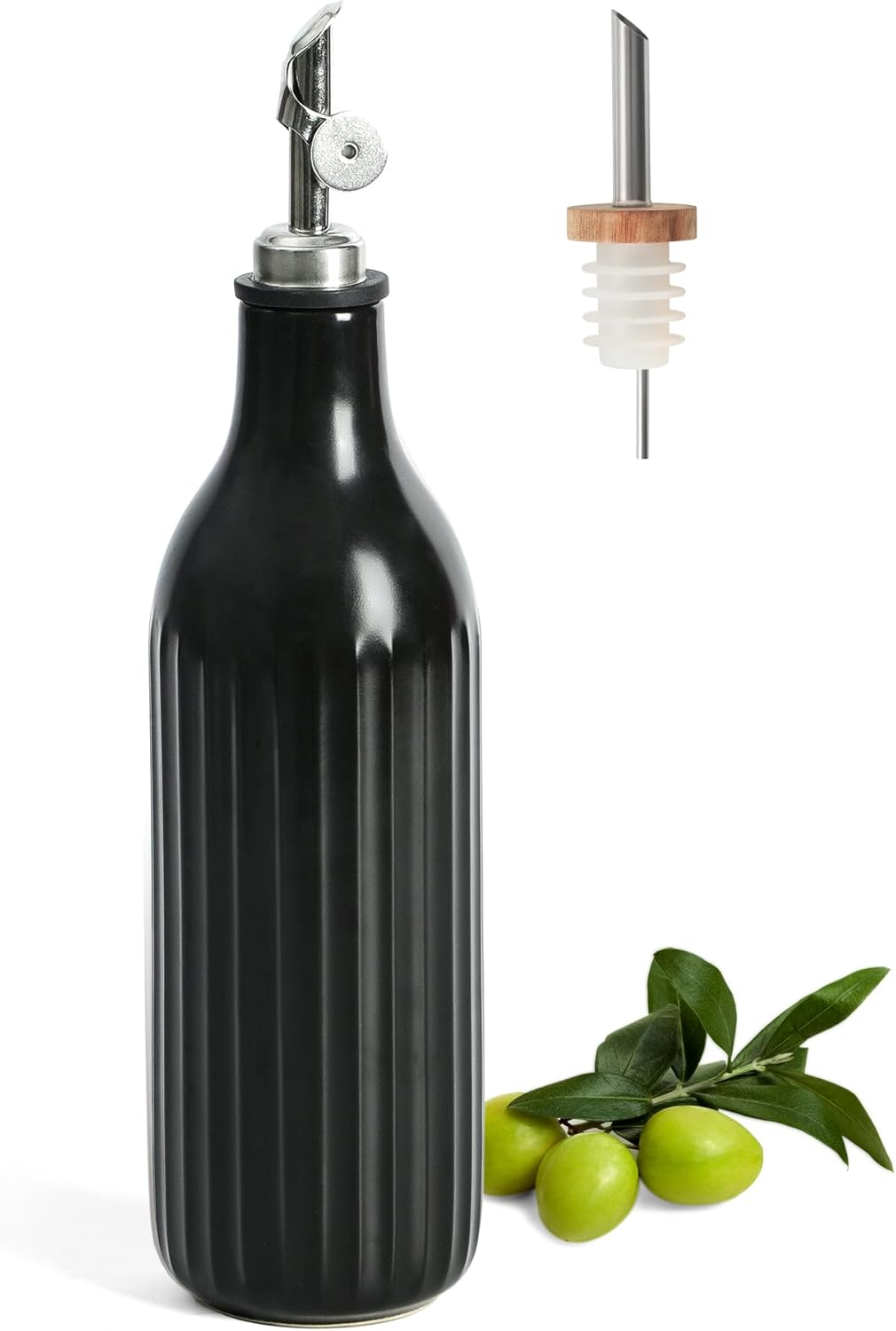 19 oz FE FUN ELEMENTS Olive Oil Dispenser Bottle, Oil Dispenser for Kitchen and Vinegar Dispenser Bottle, Suitable