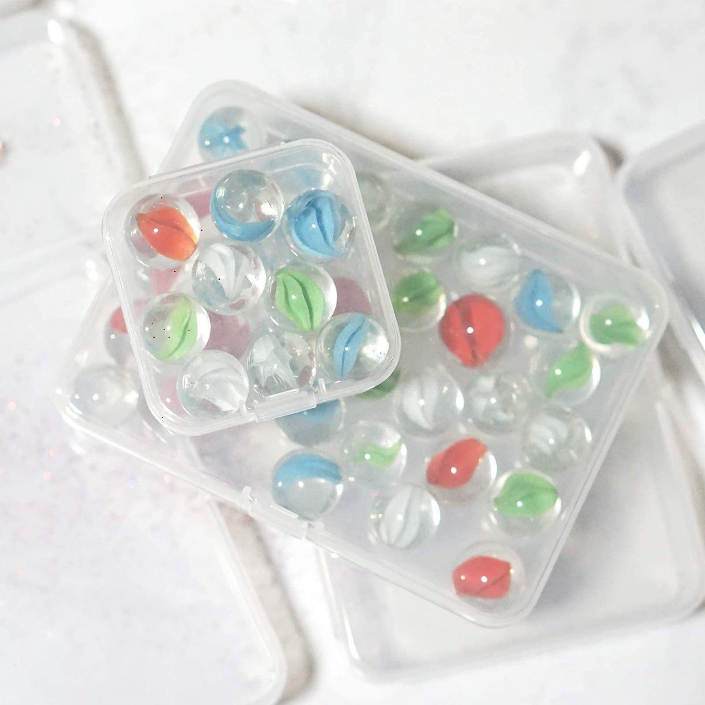 Kingrol 18 Pack Mini Clear Plastic Storage Containers with Lids, 4-1/2 x 3-3/8 x 1-1/8 Inch Empty Hinged Boxes for Beads, Jewelry, Tools, Craft Supplies, Flossers, Fishing