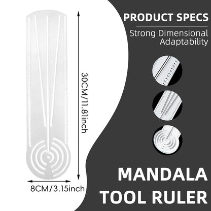 MIUPOO 3 in 1 Clear Acrylic Mandala Tool Ruler,Mandala Dot Art Circle Maker,Ruler Tool Holes,Geometric Drawing Stencil,Geometric Art Painting Ruler with Measuring Marks,1Piece.