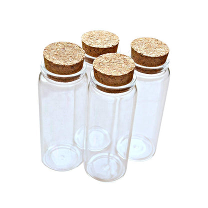 ELYSAID 4pcs of 150 ml Empty Clear Glass Bottles Vials With Cork Stopper Storage Jars 47x120mm Bottle 5.3oz