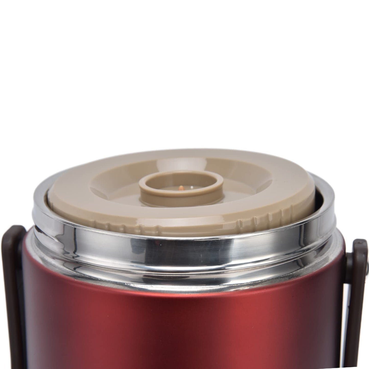 Qiilu Food Flask 2L Termos Para Comida Caliente 24 Horas 304 Stainless Steel 2.3L Vacuum Lunch Box 3 Layers Prevent Leakage Insulated Container For Work Travel (Red)